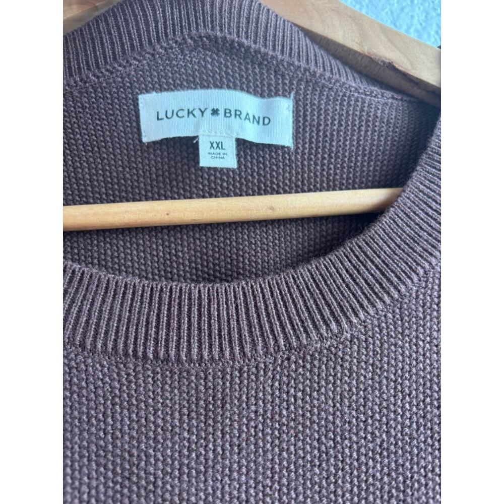 Lucky Brand Short Sleeve Knit Shirt in Chocolate Brown Cotton Mens XXL New - Picture 4 of 7